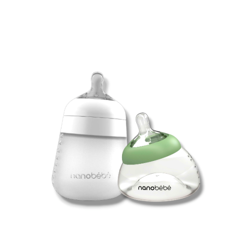 Kit Esencial de biberones NanoBebé 2 Generación Blanco y verde.