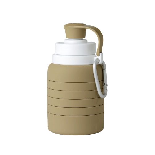 Botella plegable de silicona Mininor beige.