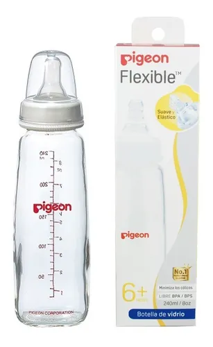 Mamadera Flexible de vidrio 240 ML Pigeon.