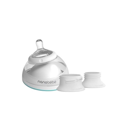Biberón NanoBebé primera generación turquesa + Adaptadores extractor de leche.