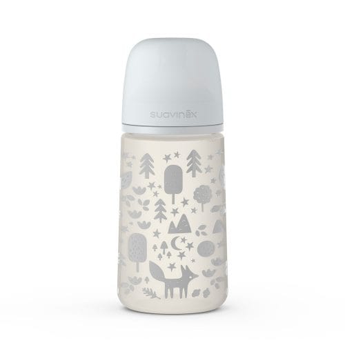 Mamadera Gris Fox de 270ml con Tetina Fisiologica Sx Pro Flujo Medio +3 meses Suavinex.