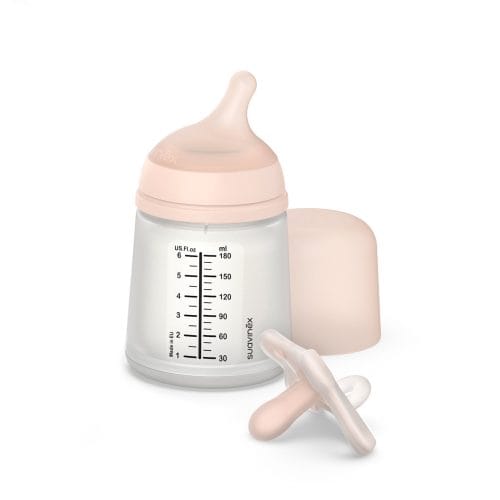 Pack Zero.Zero Mamadera 180ml Flujo Adaptable + Chupete Tetina Fisiologica SX Pro de Silicona -2/2 meses Suavinex