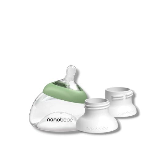Biberón pro lactancia + Adaptadores Leche materna segunda generación verde olivo.