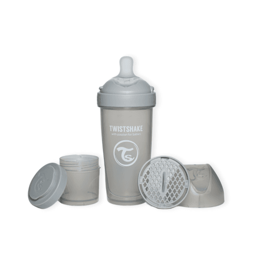 Mamadera Twistshake Double Pro 330ml Gris.